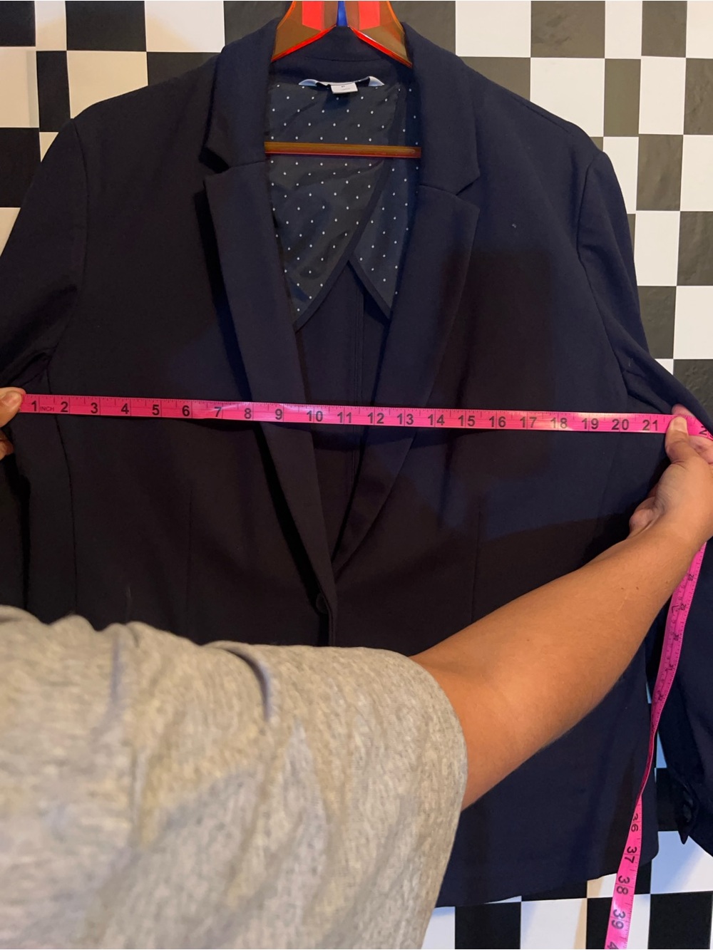 Old Navy Navy Blazer with Polka Dot Lining - Picture 4 of 7